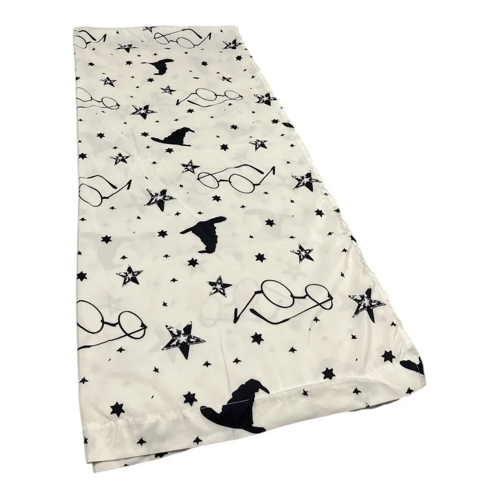 Harry Potter Full Size Flat Sheet Jay Franco Glasses Stars Wizard Hat White Blac